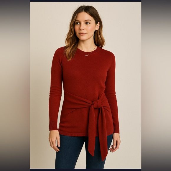 ANTONIO MELANI Sweaters - ANTONIO MELANI Red Crew Neck Sweater with Tie size small or medium 100% cashmere